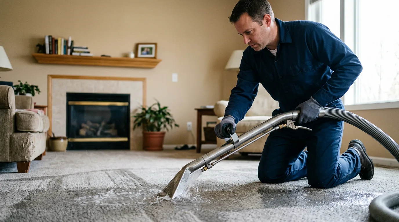Water damage restoration technician working near Dunlap, IL